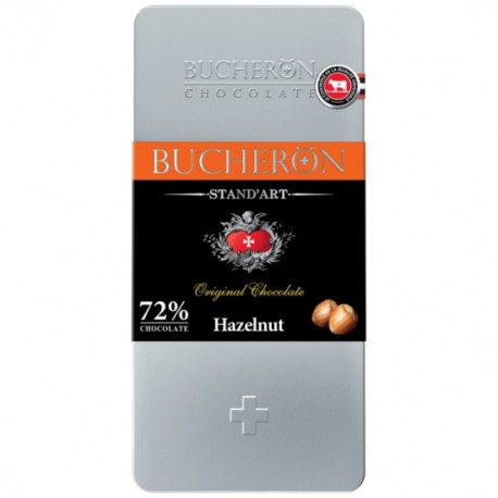 شکلات تابلت تلخ بوچرون فلزی با طعم فندوق 100 گرم Bucheron