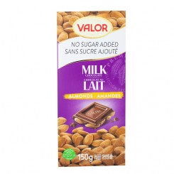 شکلات شیری والور بدون قند با مغز بادام 150 گرم VALOR