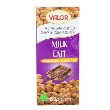 شکلات شیری والر بدون قند با مغز بادام 150 گرم VALOR
