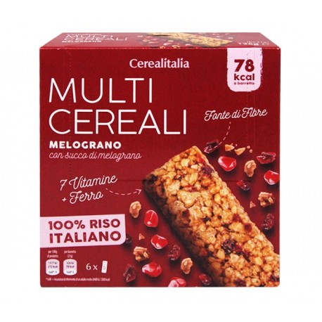 مولتی بار غلات با تکه های انار و ذغال اخته بسته 6 عددی Cerealitalia