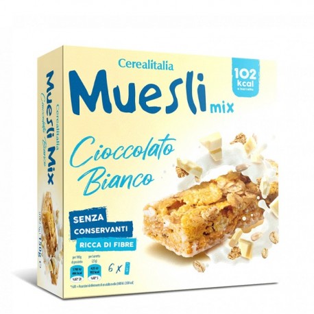 موسلی بار غلات تکه های شکلات سفید بسته 6 عددی Cerealitalia